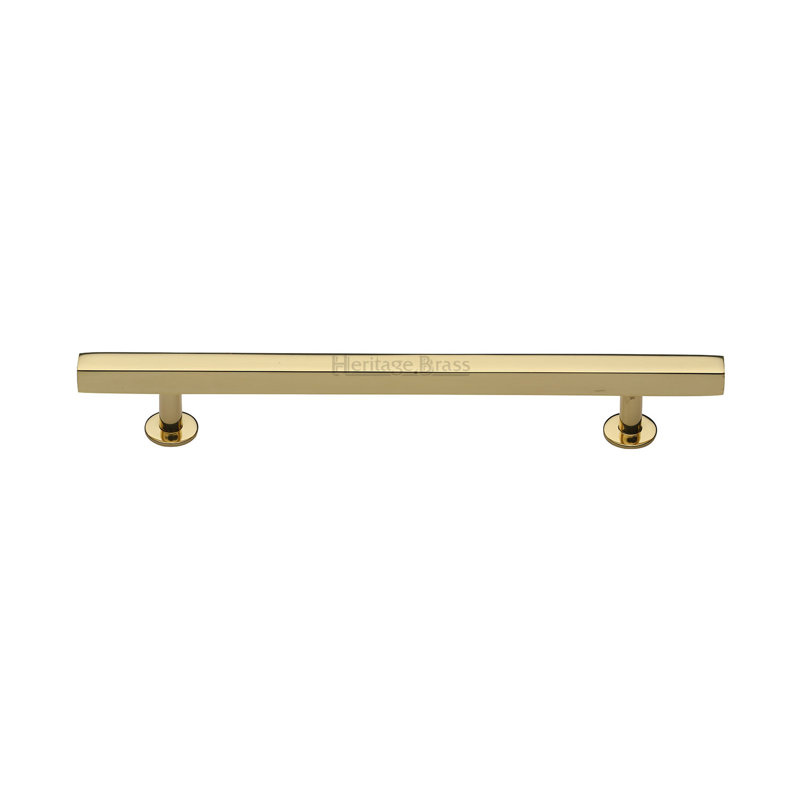 Heritage Brass Heritage Cabinet Pull Square Design with Footings, Polished Brass, 16cm