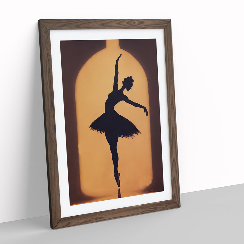 Ballerina In A Bottle Framed Print, 64cm H x 46cm W x 2cm D, Walnut Framed