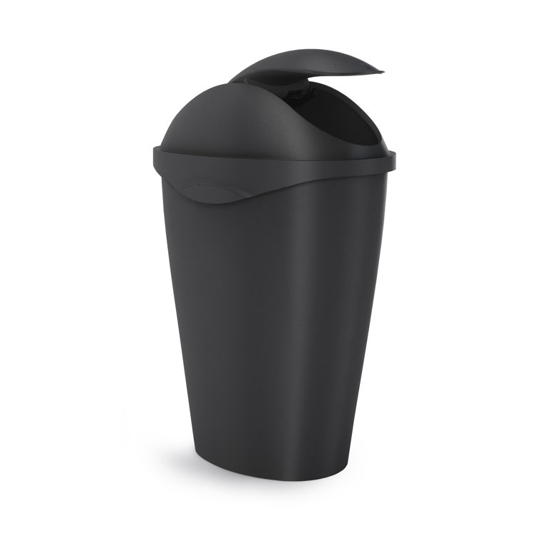 Hefty 13.5 gal Plastic Kitchen Swing Top Trash Can, Black