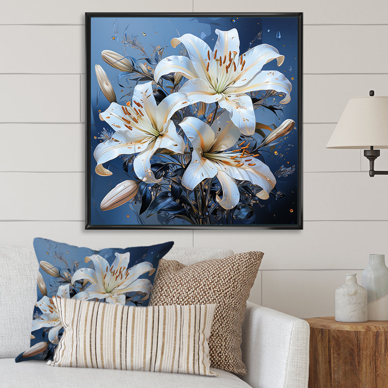 «Radiant Serenade Lily Petals III», reproduction sur toile, Cadre flottant noir, H 16 po x l 16 po x P 1 po