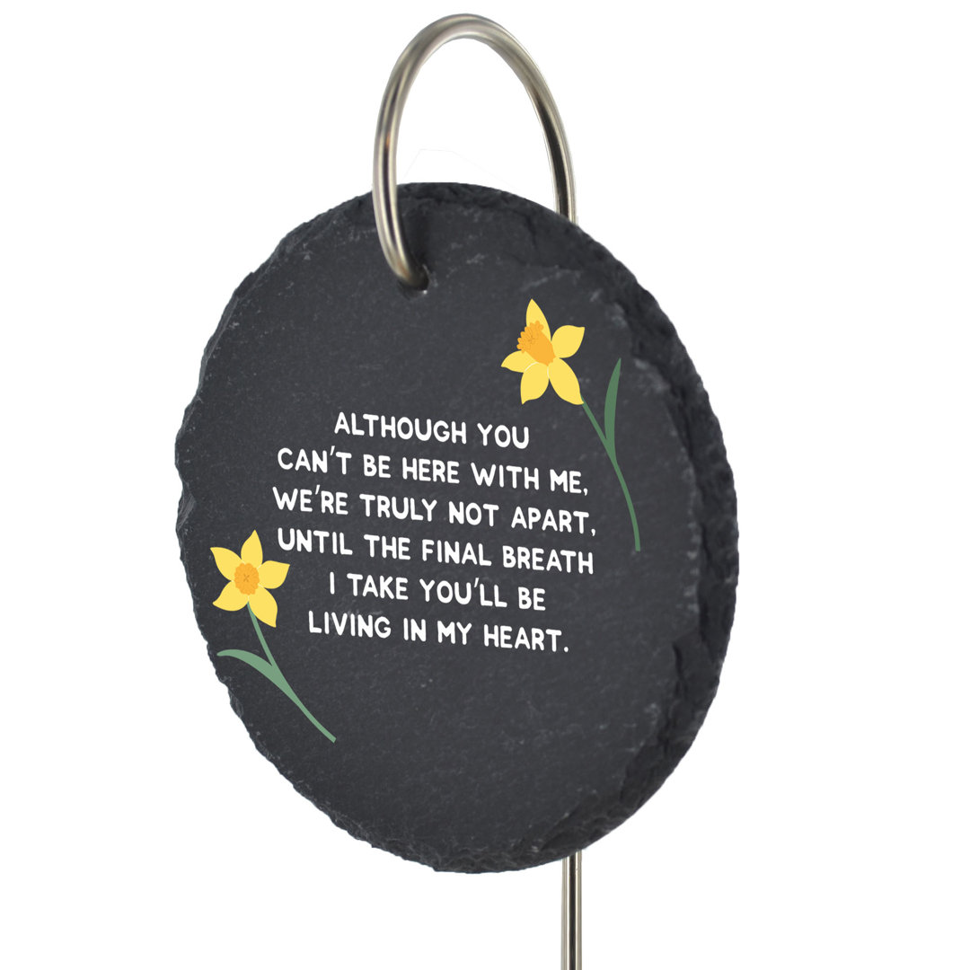 Birdine Slate Heart Grave Marker Daffodil Memorial Plaque