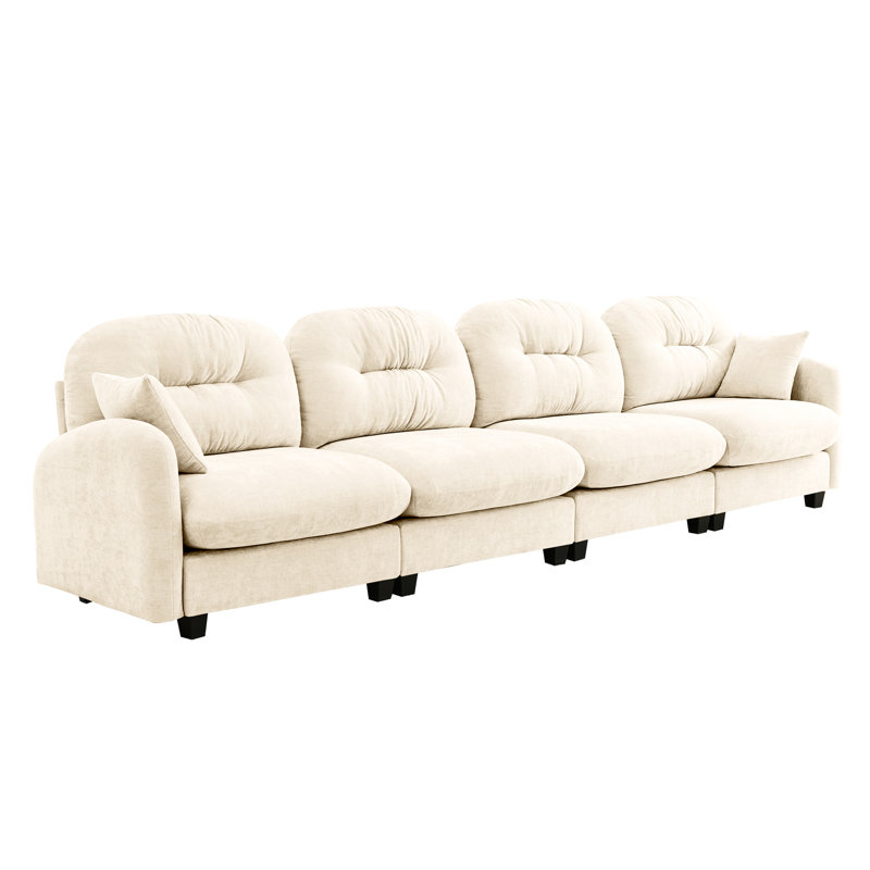 Chenille Four - Seater Modular Couch, Washable Fabric, , 2 Throw Pillows, Fits Living Areas Beige Sectional With Various Combinations, Cushion, Pillows For Bedrooms