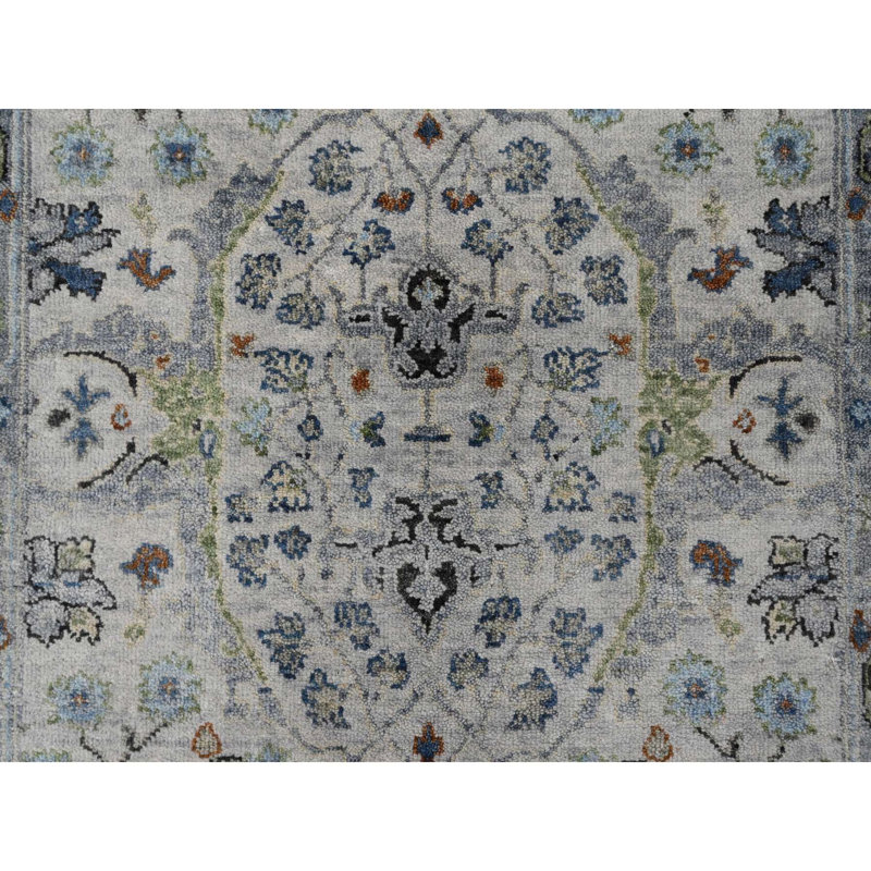 Tapis 100% laine noué à la main 3 pi x 5 pi gris clair Oushak avec motifs floraux 4BD618D964304EA7A15C65F1597E70A7