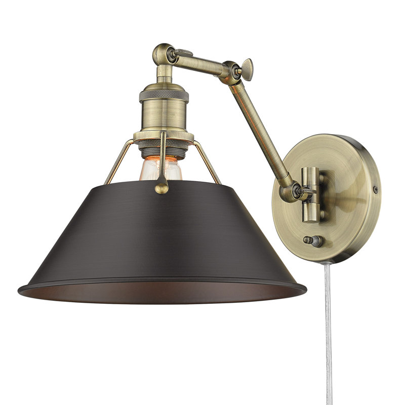 Lampe murale avec bras pivotant à 1 lumière Weatherford, Laiton vieilli, Bronze huilé