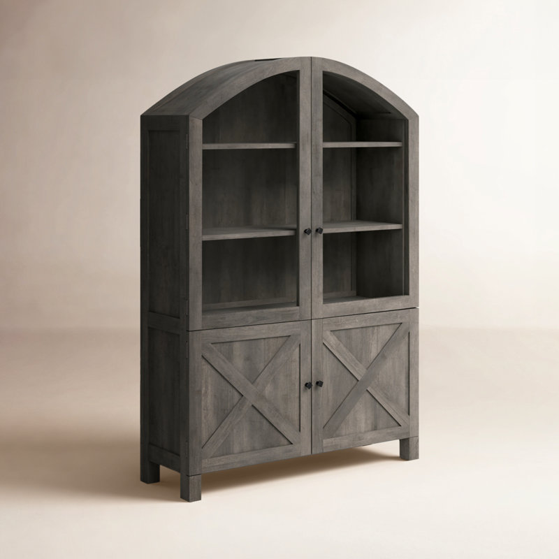 Liam Solid Wood Curio Cabinet, Gray