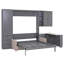 Grand lit escamotable mural avec rangement hydraulique, canapé, tablettes et tiroirs, éclairage DEL / USB, panneau gris, canapé-222672517