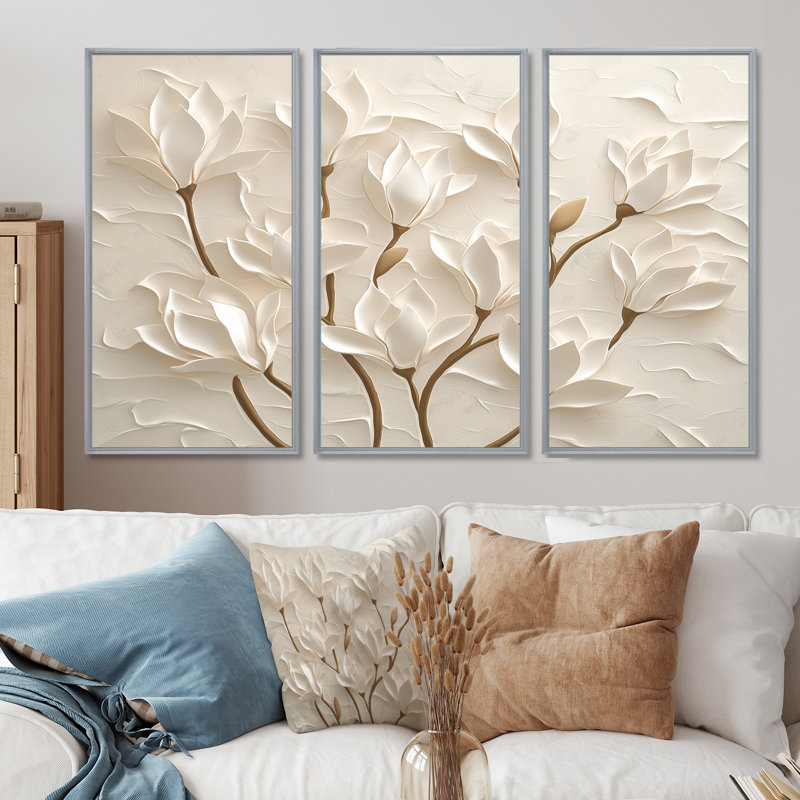 Ensemble de salon Adalbern - Magnolia, H 28 po x l 36 po, Reproduction avec cadre flottant, Silver