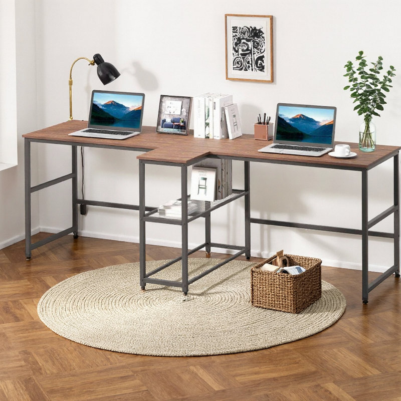 Bureau d'écriture avec rangement à double poste de travail