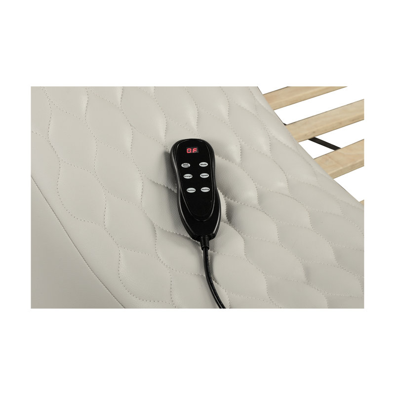 Lit masseur intelligent Smart en bois et similicuir, Beige, Grand lit