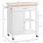 Chariot roulant pour îlot de cuisine avec rangement, plateau en bois massif et tablettes réglables pour une organisation efficace