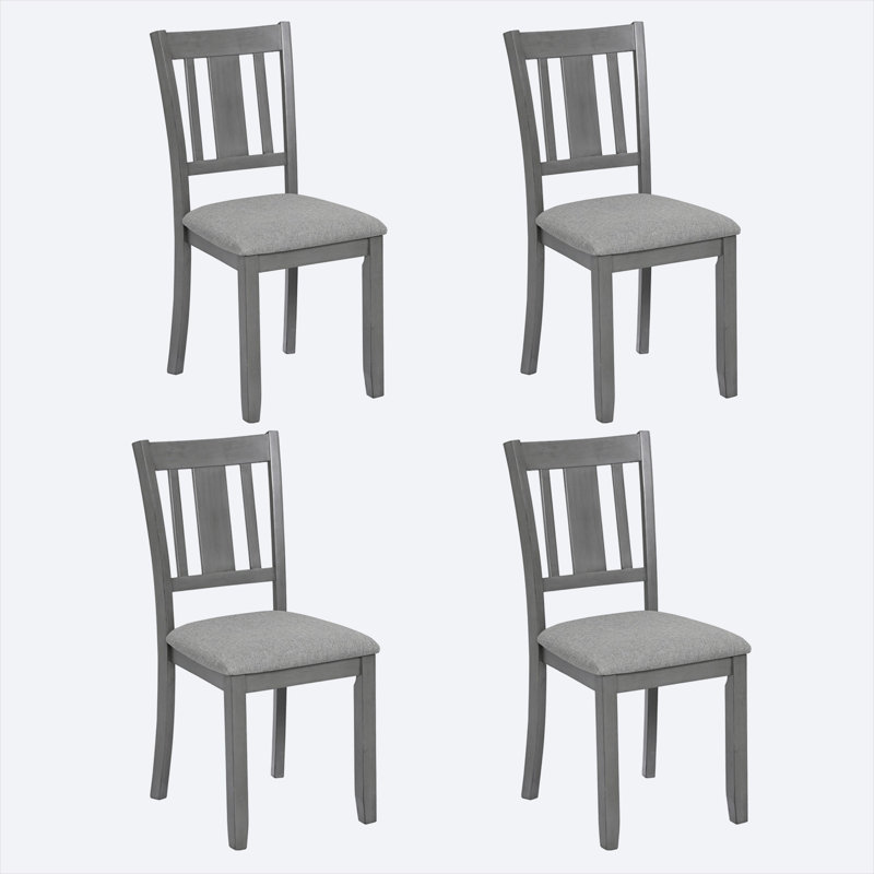 Ensemble de 4 chaises d'appoint rembourrées en lin gris froid avec siège rembourré, structure en bois d'hévéa de 36 po de hauteur pour la cuisine ou le salon