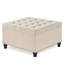 Grand repose-pieds de rangement carré avec pieds en bois, table basse capitonnée avec garniture cloutée pour l'espace de vie-797762751