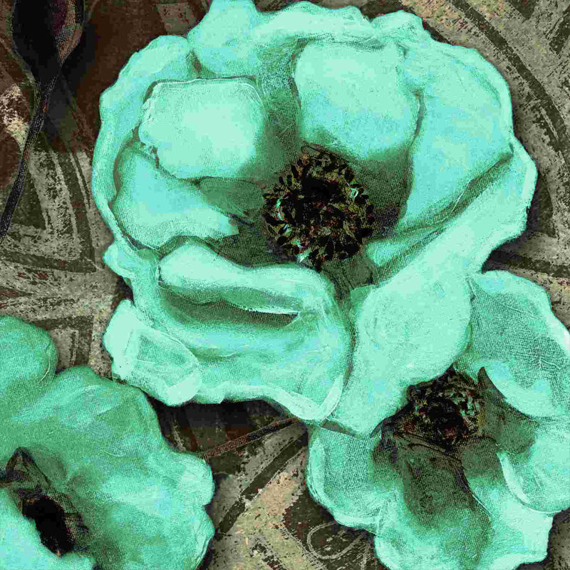 Petites fleurs brunes - peinture sur toile tendue, H 12 po x l 12 po