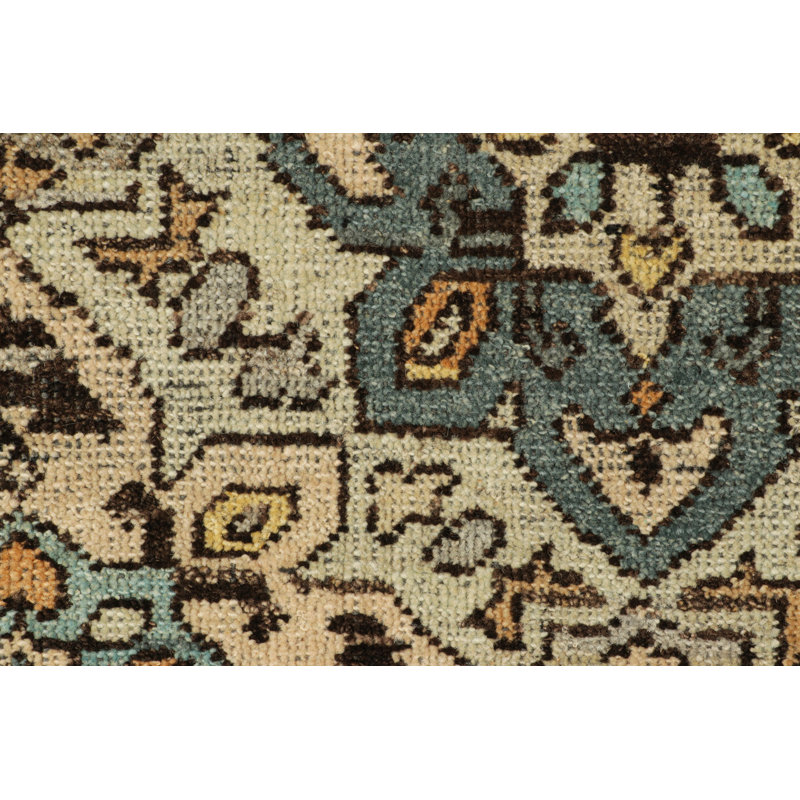 Burano Hand Knotted Wool Geometric Area Rug, Runner 3' x 8'
