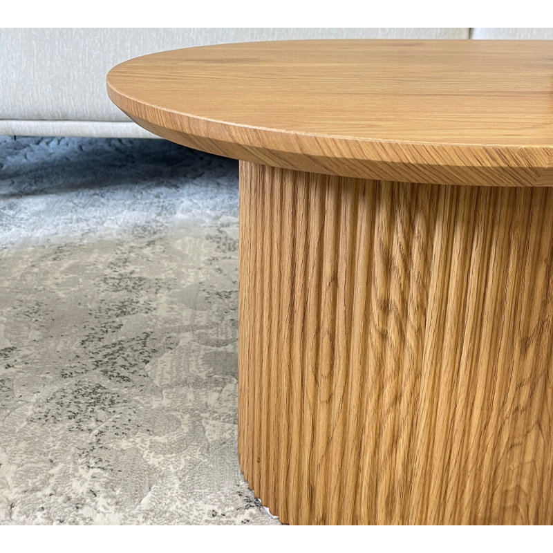 Table basse ovale en bois, Brun, Bois de chêne