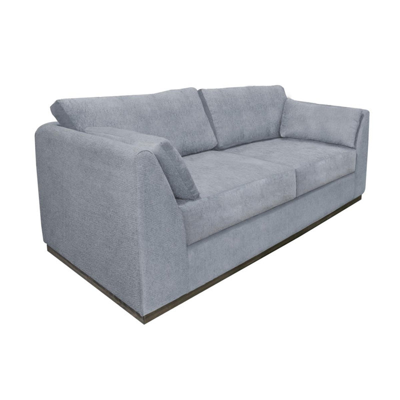 Structure et base en bois Romul, canapé, Polyester bleu, H 36,5 po x l 90 po x P 38,5 po