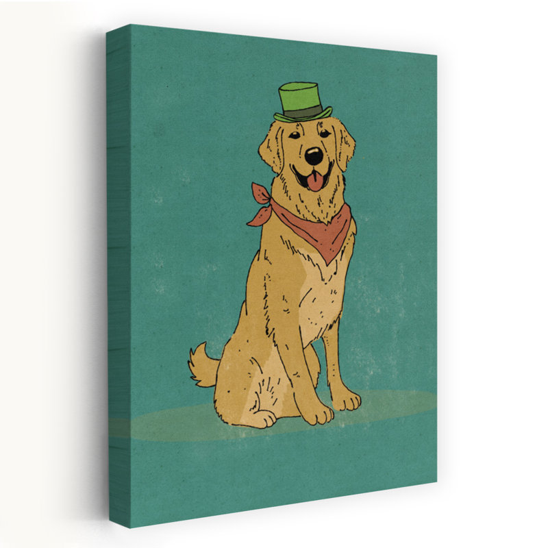 «Dapper Dog Minimalist Playful Retro Dog Nature Portrait Art mural», H 48 po x l 32 po