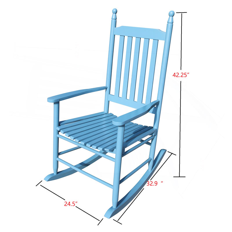 Chaise berçante en bois en bois bleu, Bleu