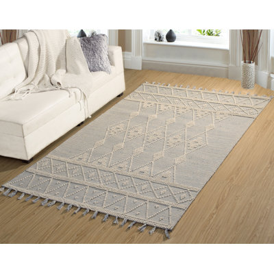 Tapis gris clair en laine noué la à la main Linden Boulevard
