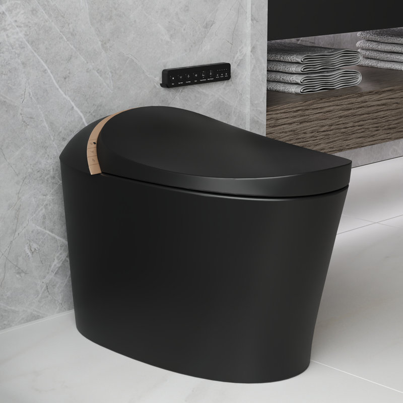 Luxury Smart Toilet with Auto Open & Close Lid, Heated Seat, Warm Water, and Wireless Remote, Matte Black