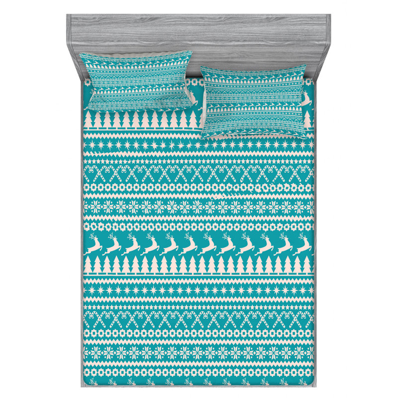 Microfiber Geometric Sheet Set, Queen Sheet Set + Fitted Sheet + 2 Pillowcases