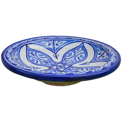 Assiette décorative en céramique bleue / blanche