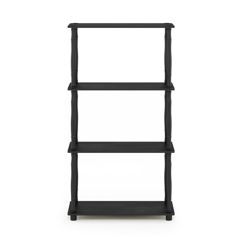 Johnston 4 Tier Toolless Assembly Shelving Unit Bookcase, Americano/Black Classic Tubes