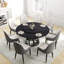 Table ronde moderne noire, surface en pierre frittée de 59,99 po pour 6 à 8 personnes, base en fer, disque rotatif de 31,5 po, plateau de salle à manger design, plateau tournant de base, pour chauffer et décolorer-2136426115