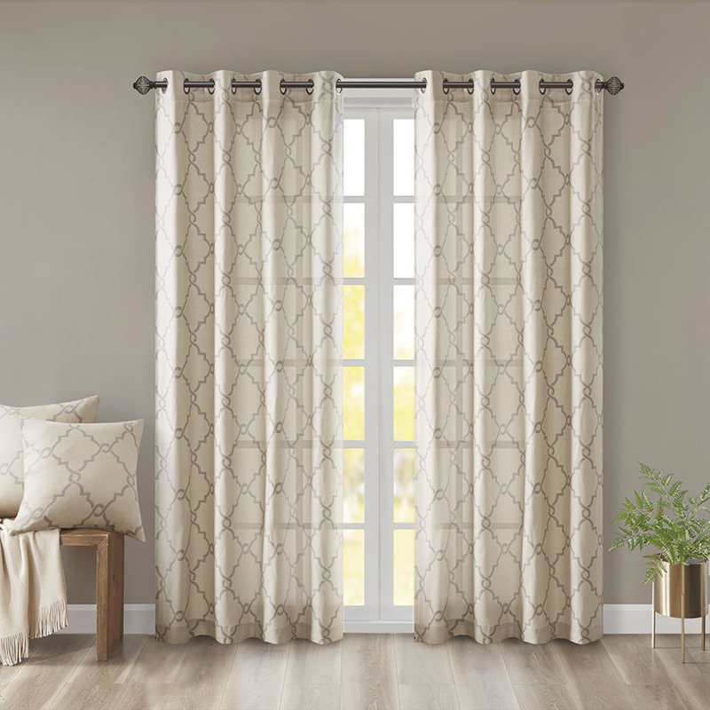 Buzzell Single Curtain Panel, Beige/Gray