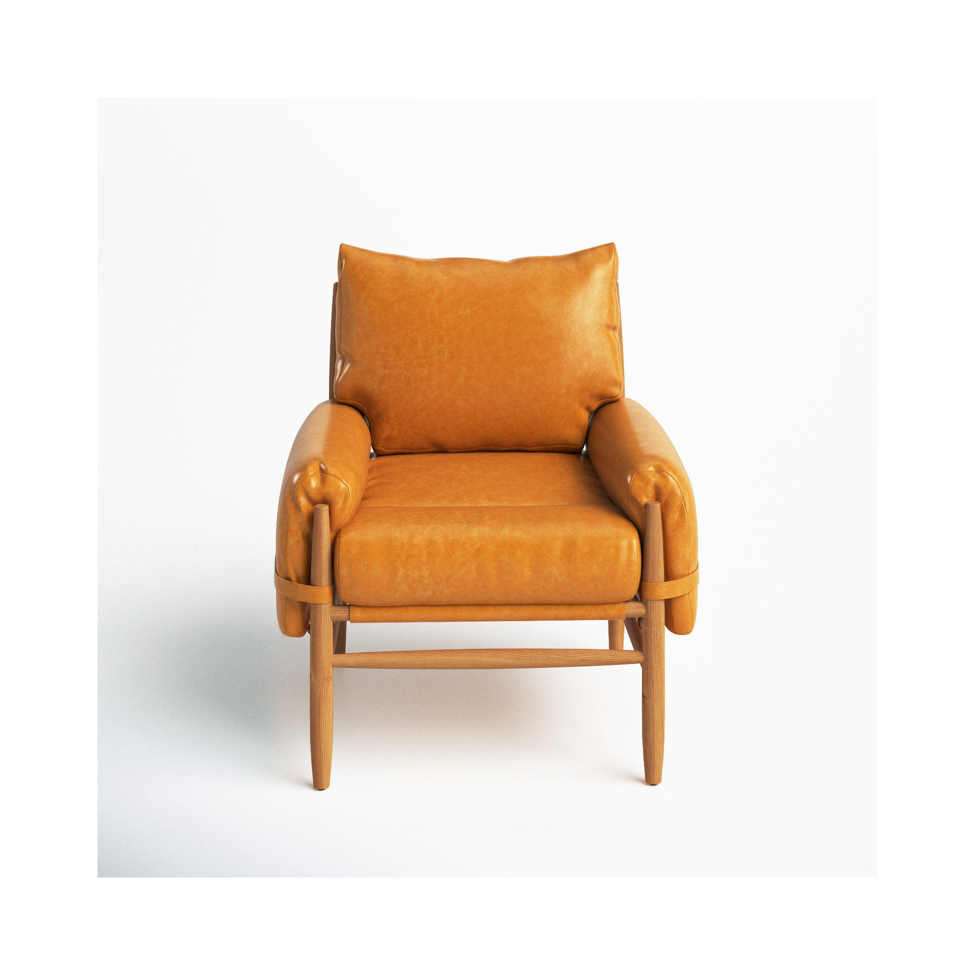 Marla Vegan Leather Armchair, Caramel Genuine Leather