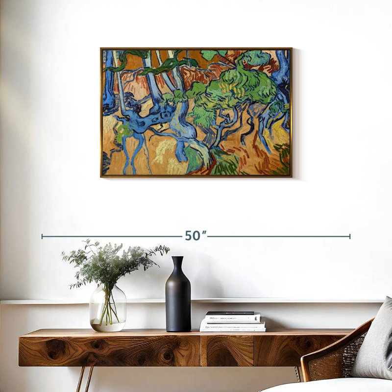 Racines d'arbre, 31 po x 21 po, Cadre flottant doré