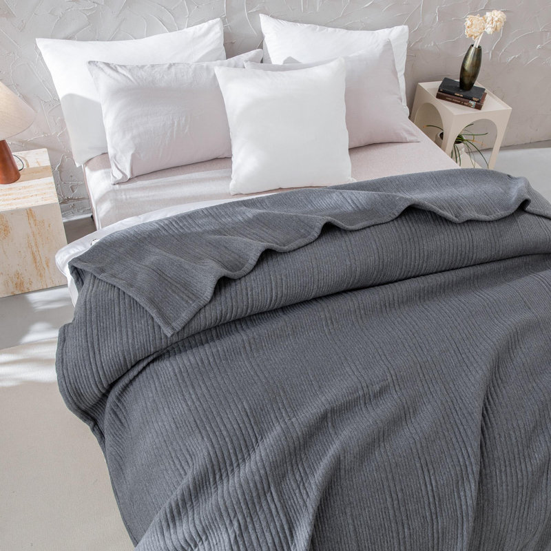 Couverture réversible en jersey de coton avec bourre en polyester léger | Couverture douce toutes saisons, certifiée OEKO-TEX® Standard 100