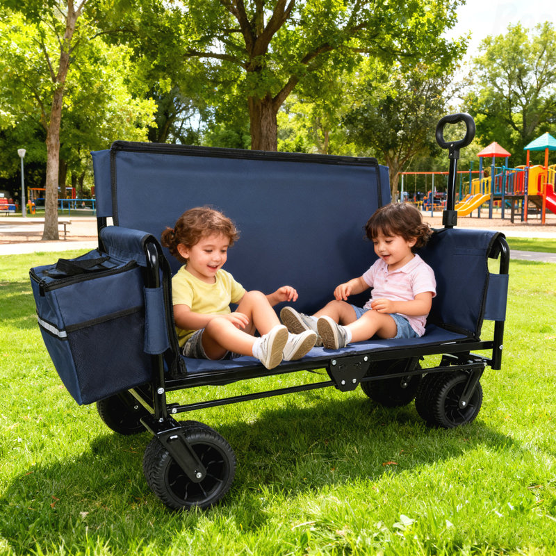 Chariot pliable 3-en-1 robuste tout-terrain pour le camping en plein air - Bleu foncé, Dark Blue