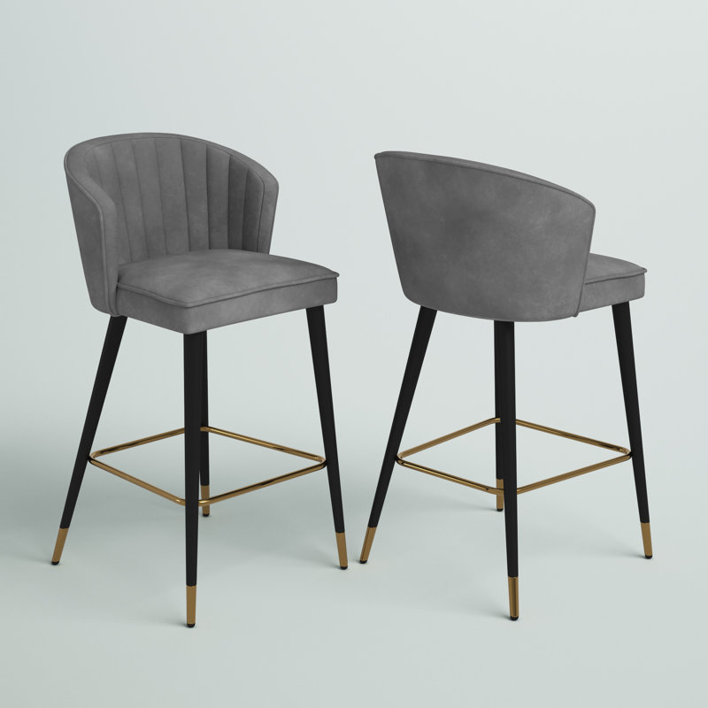 Tabouret de bar 27,3 po Cassie, Velours gris