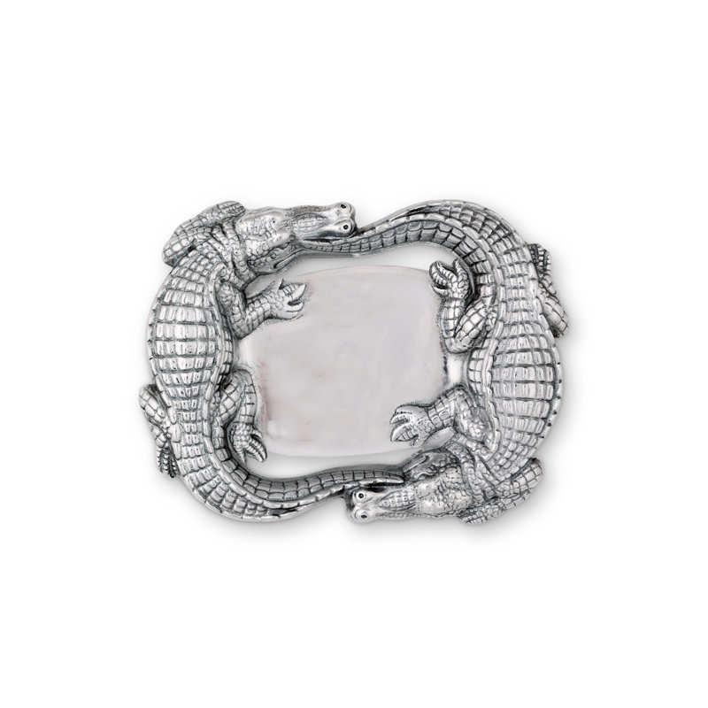 Oval Metallic Aluminum Alligator Catchall Tray