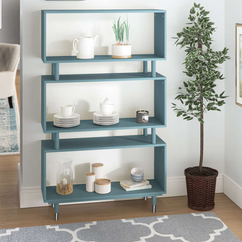 Bibliothèque standard Camylle, Bleu antique / argent