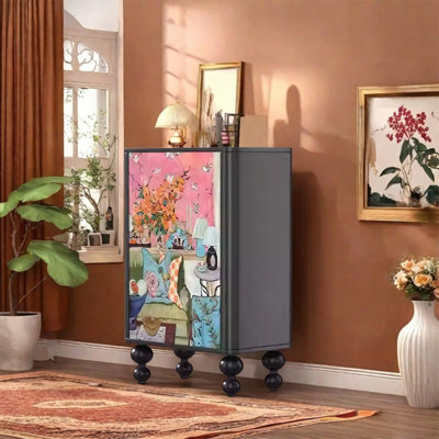 Walnut Wood Two-Door Cabinet with Spacious Storage