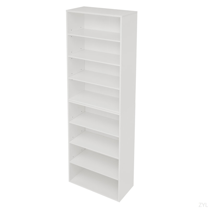 Bibliothèque avec rangement réglable à 8 couches, Blanc