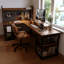 Bureau d'écriture en bois massif de couleur noyer foncé-118509579-118509576