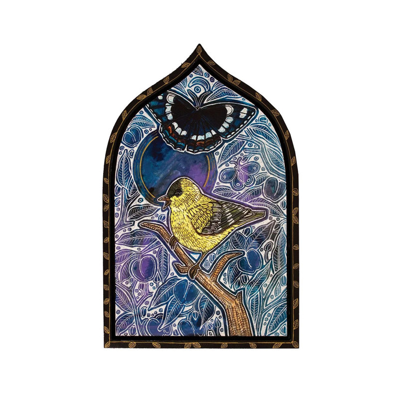 Yellow Bird Sings The Blues by Lynnette Shelley - Wrapped Canvas Painting, 20.32 cm H x 30.48 cm W