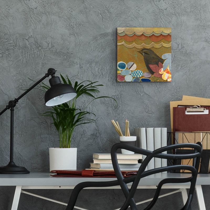 Art mural en verre rouge «Nesting Birds 1» par Candra Boggs par Red Barrel Studio®, H 12 po x l 12 po x P 0,13 po