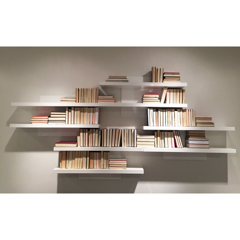 Hermantown 2 Piece Wood Tiered Shelf, High Gloss White