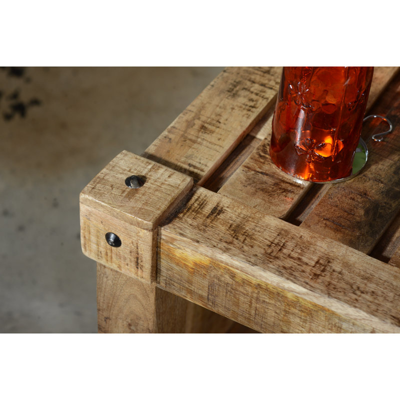 Solid Wood Floor Shelf Coffee Table with Storage
