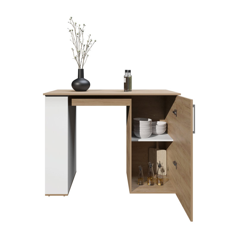 Îlot de cuisine 47 "de large Allen avec armoire et cinq tablettes, table de bar, table de salle à manger et table de pub