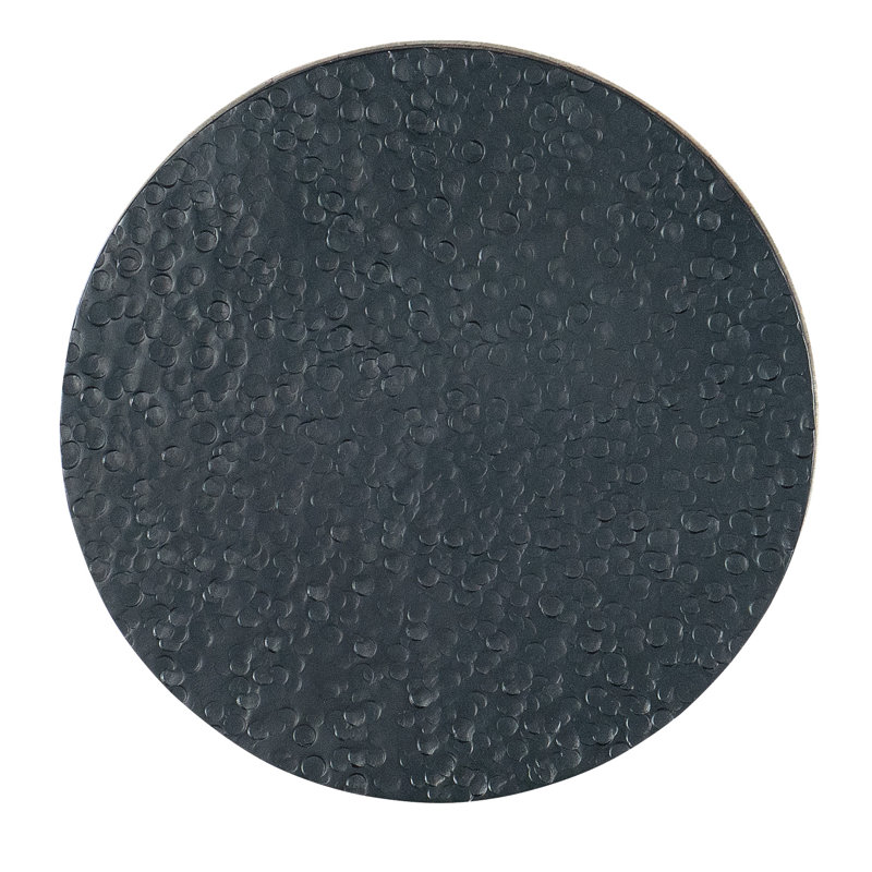 Round Black and Brown Wood Stone End Table