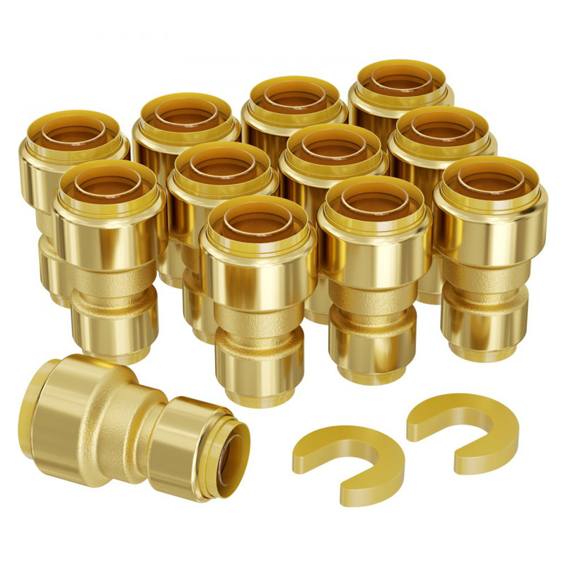 Pipe Fittings 1/2"-3/4" Brass Straight-Through Push-Fit for Air