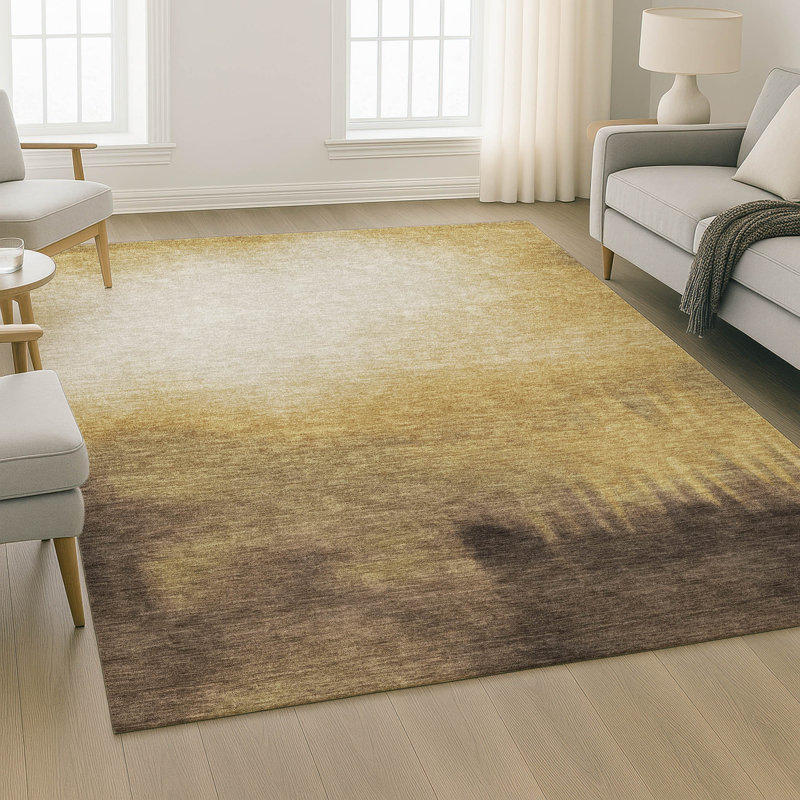 Premium Machine Washable Mayfield AMF2420 Ombre Rug, 8' x 10', Honey