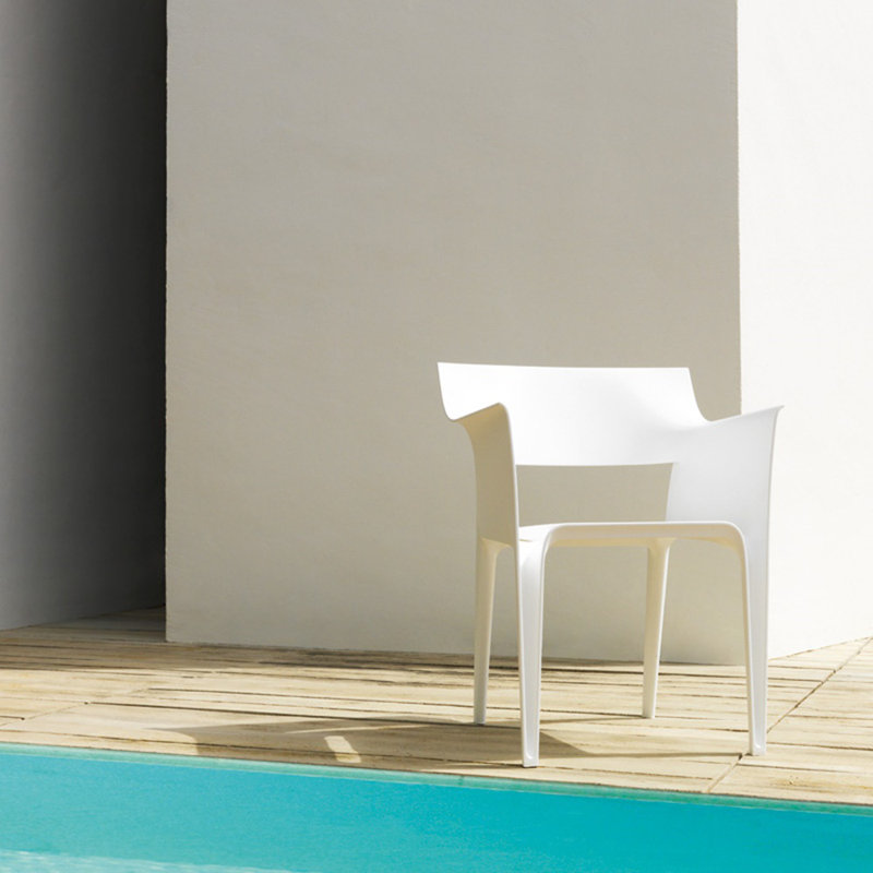 Pedrera Stacking Patio Dining Chair, White
