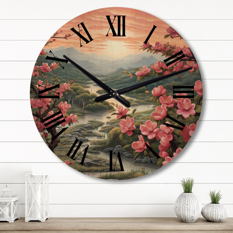 Horloge murale Peach Blossom Bliss I, Grand