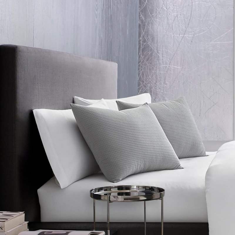 Pique Standard Cotton 3 Piece Duvet Cover Set, Queen Duvet Cover + 2 Queen Shams, Grey